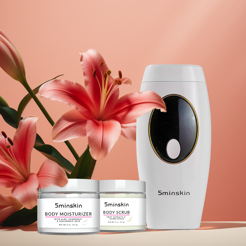 5MINSKIN HAIR ZAPPER 2.0 + Hydratant et gommage corporel à l'aloe vera